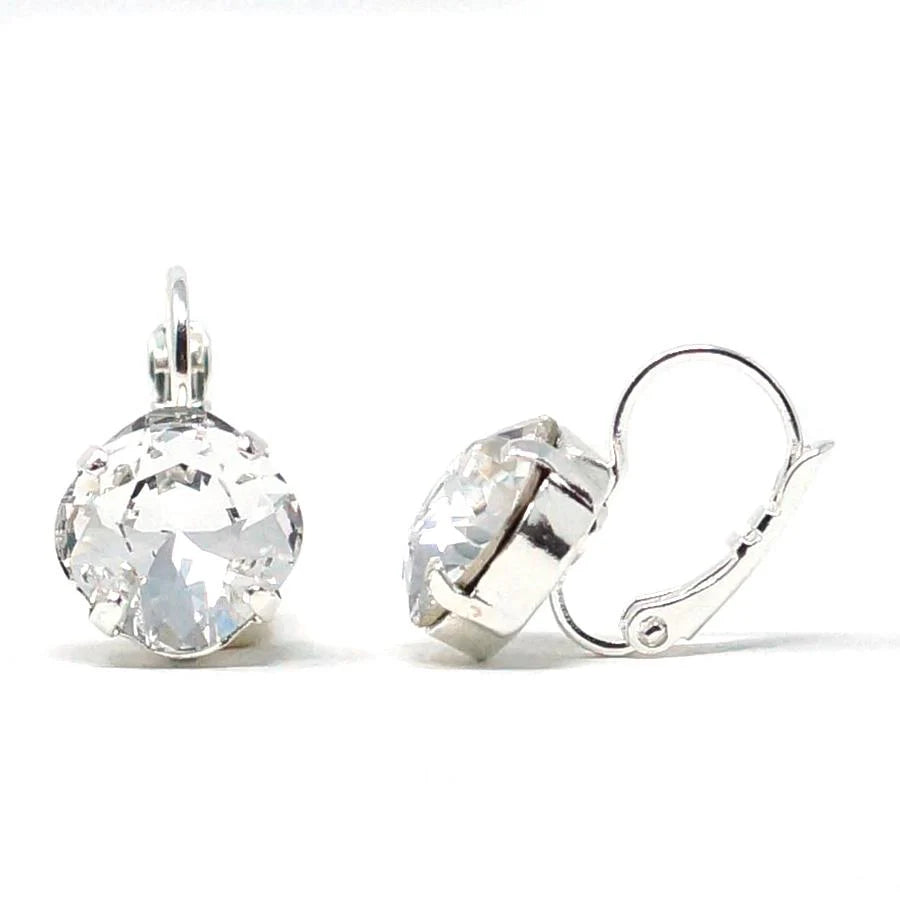 Crystal Cushion Cut Drop Drop Earrings Silver