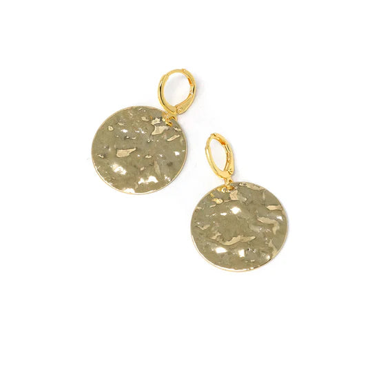 Hammered Gold Dipped Disc Earrings