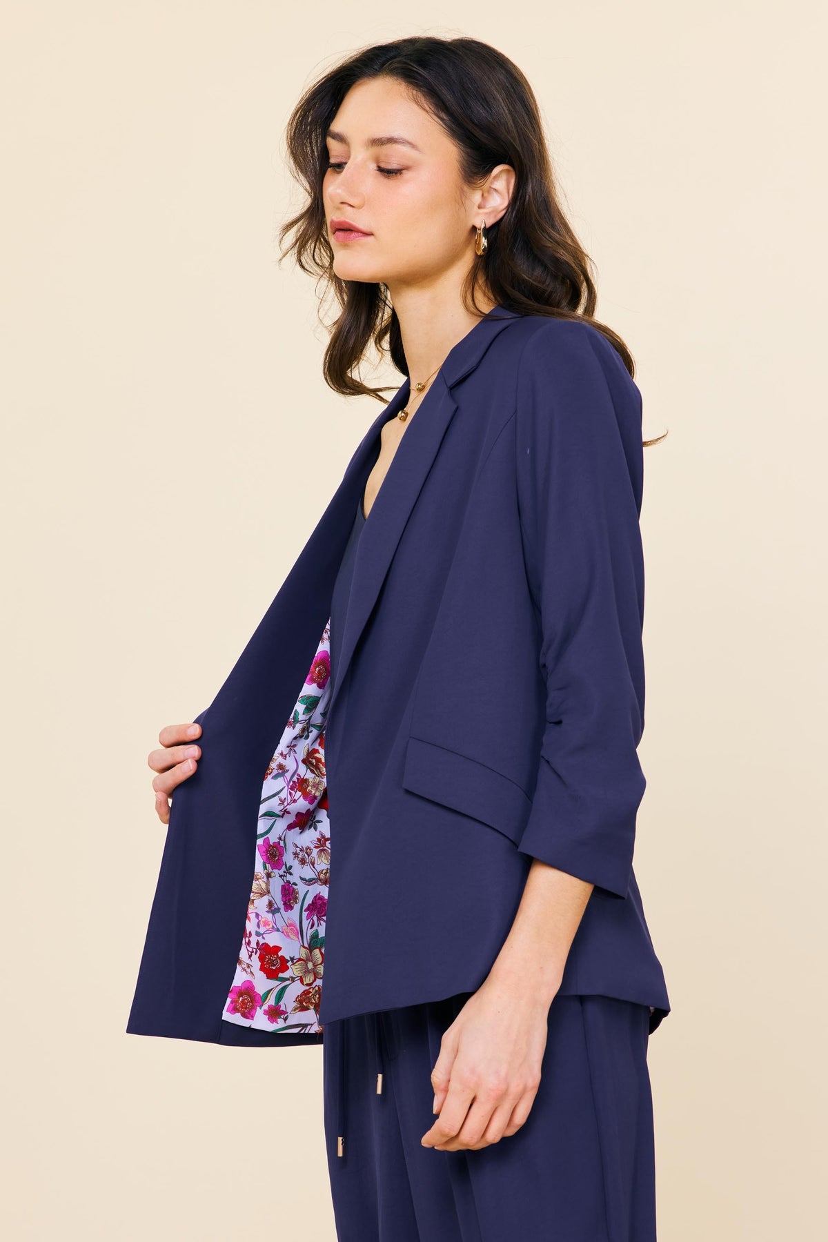 Shirred Sleeve Blazer