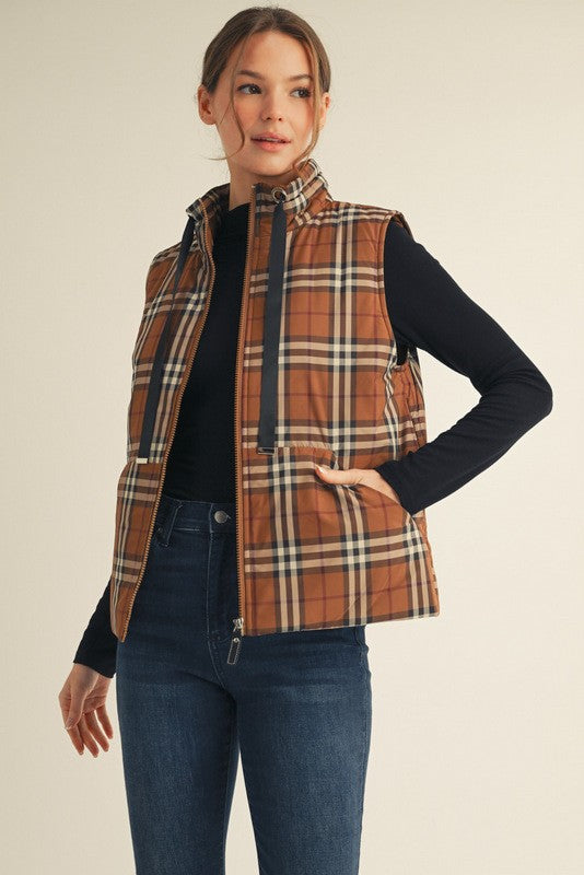 Toffee Plaid Vest