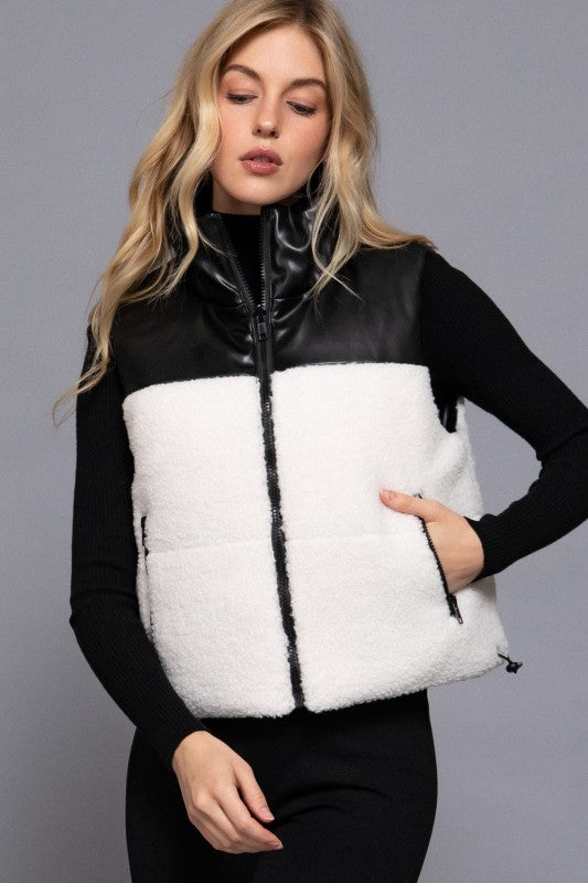 Reversible Leather Sherpa Vest