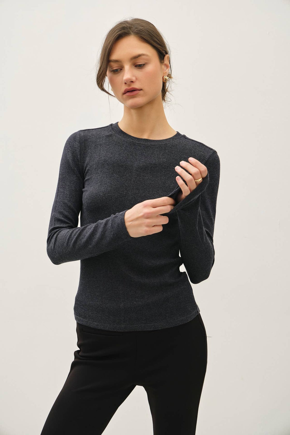 Ribbed Crewneck Long sleeve Basic