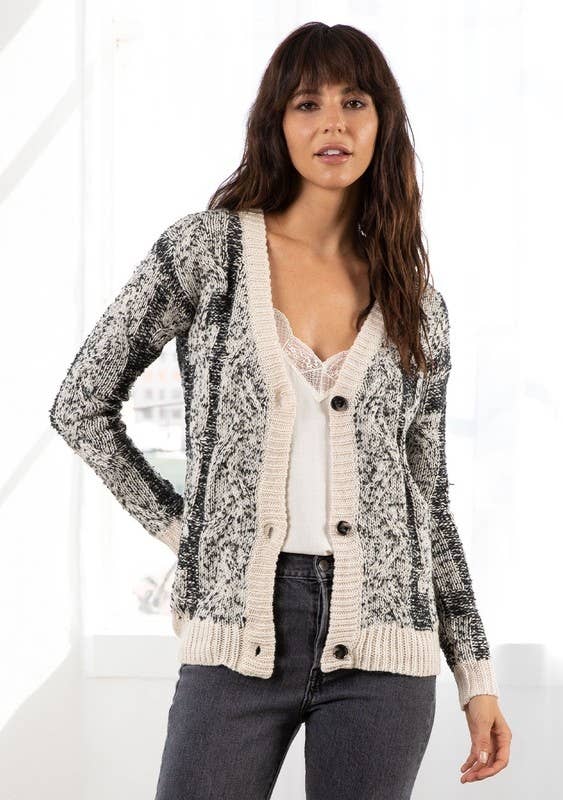 Speckled Button Front Cardigan