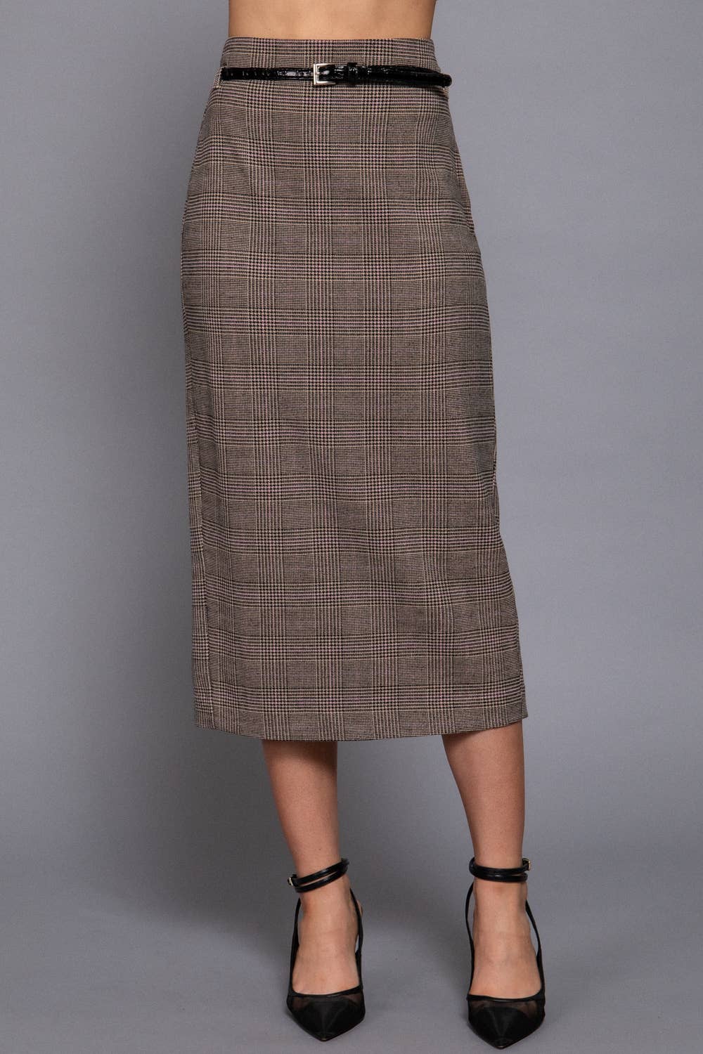 Waist Belt Column Skirt