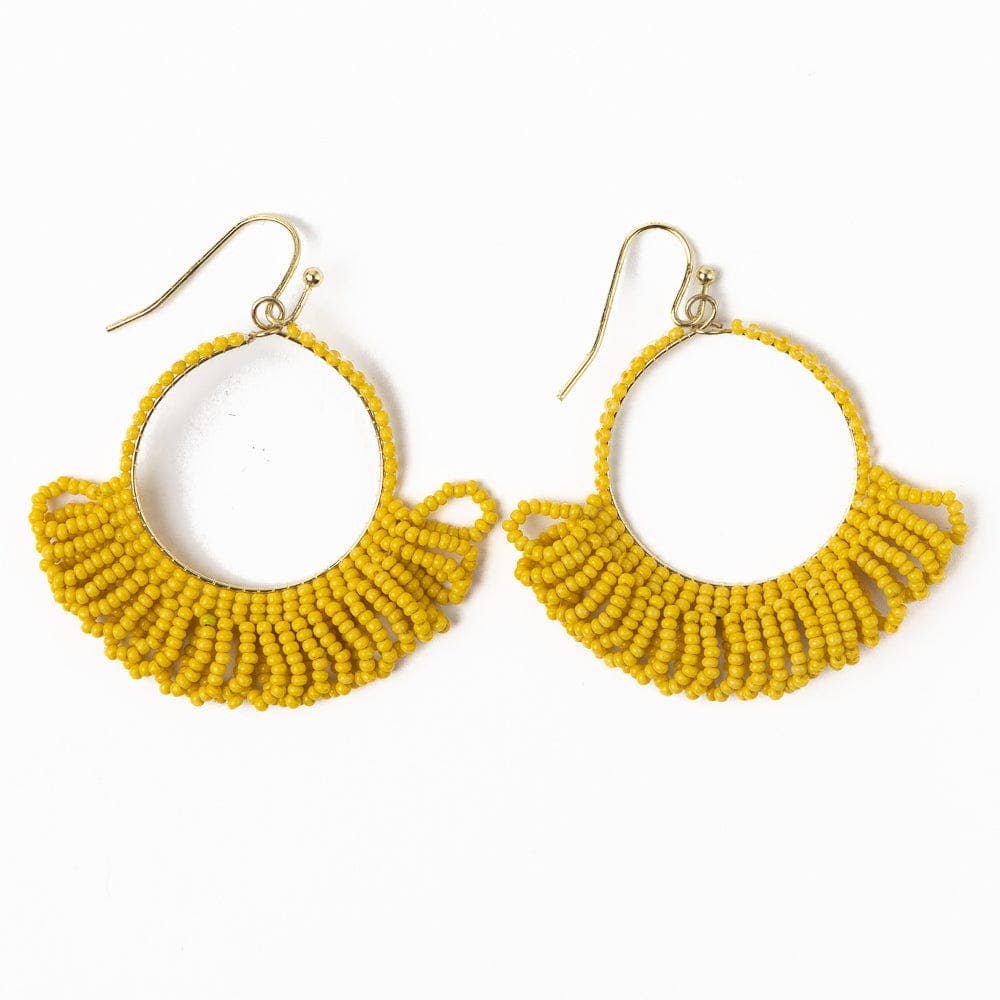 Kendra Fringe Hoop Seed Bead Earring Yellow