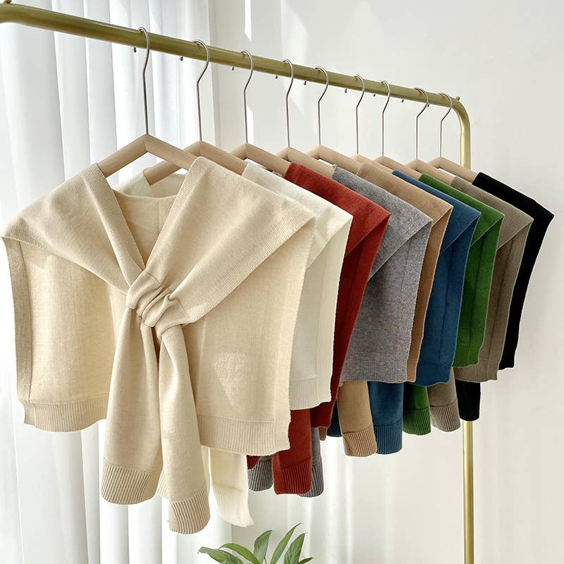 Solid Color Knitted Knotted Shawl