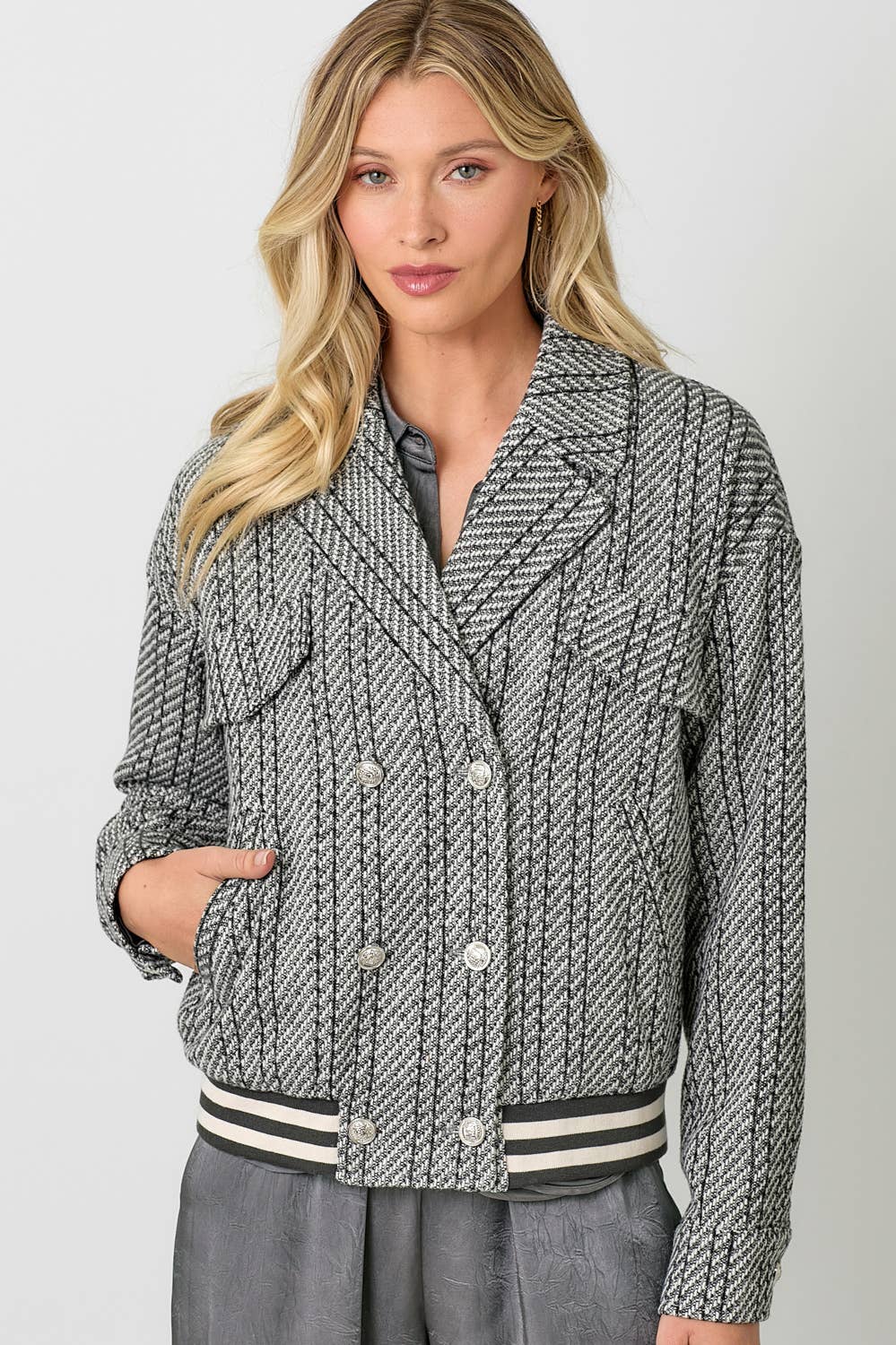 Stripe Bomber Jacket