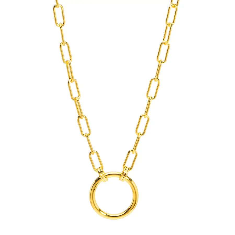 Circle Charm Link Collar Necklace