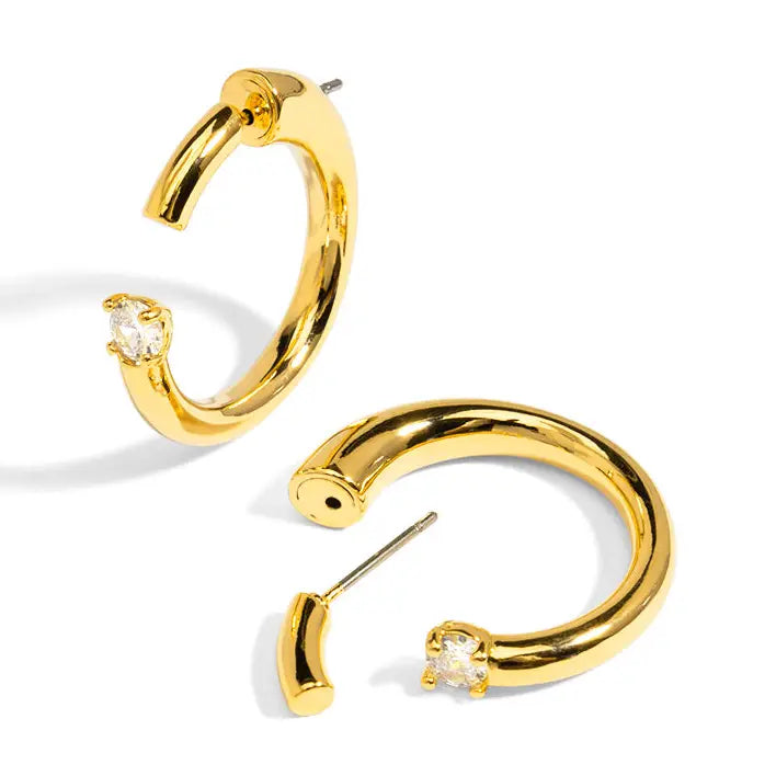 Deconstructed Crystal Round Hoop Earring
