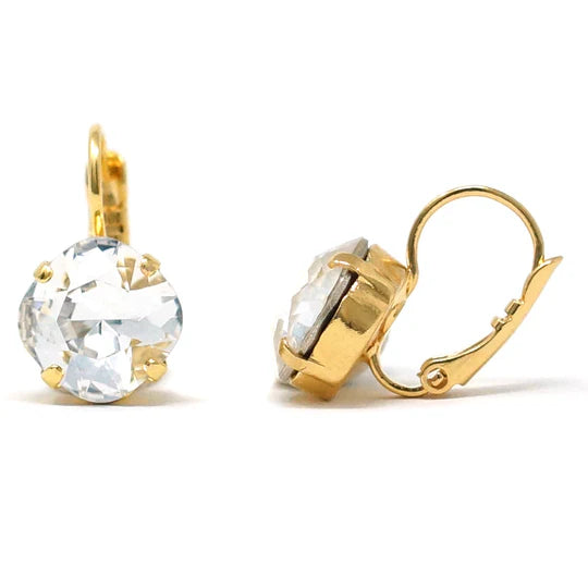 Crystal Cushion Cut Drop Drop Earrings Gold