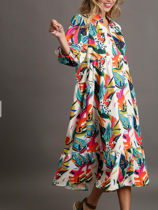 Tropical Print Dress