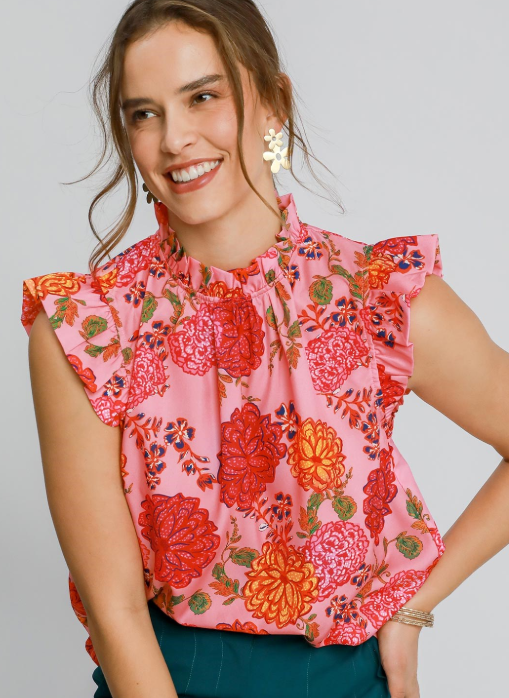 High Neck Floral Tank