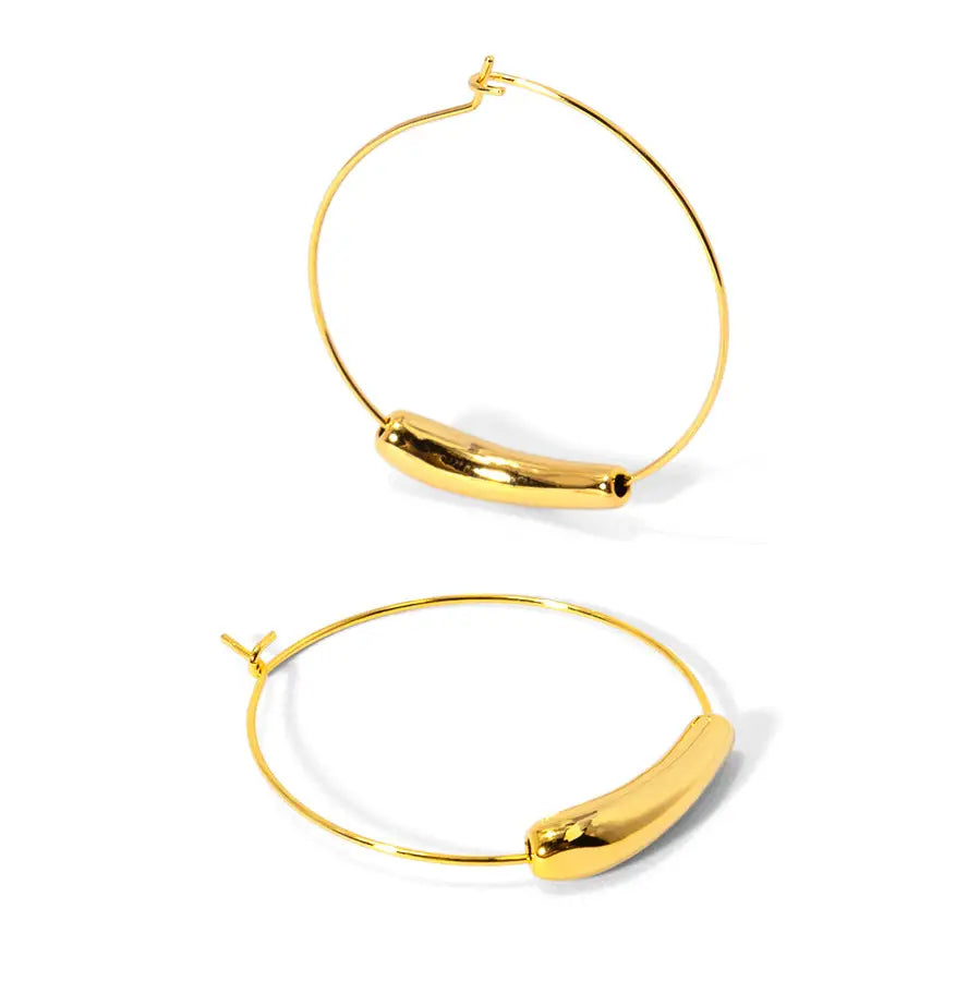 Slim Bar Hoop Earring Gold