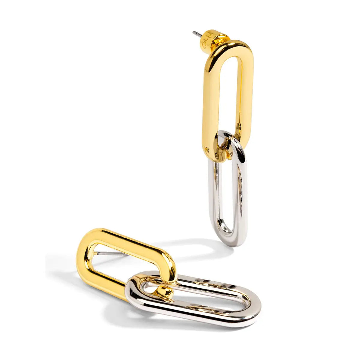 Two Tone Cable Link Drop Earrings