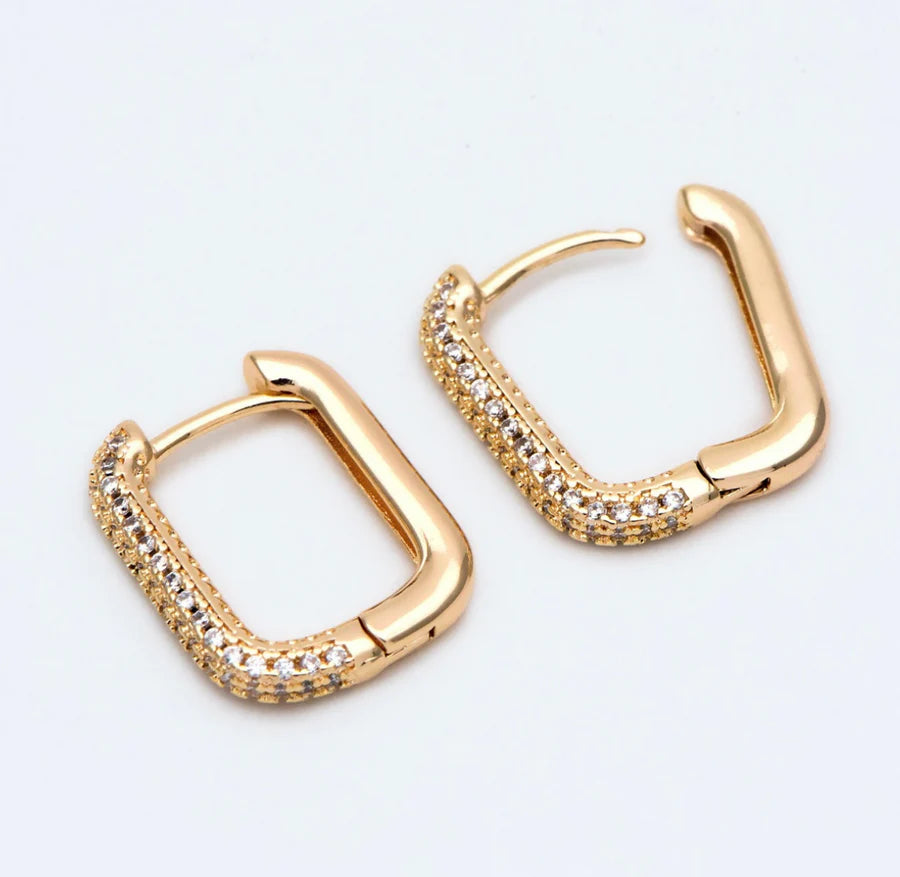 Rectangle pave earrings