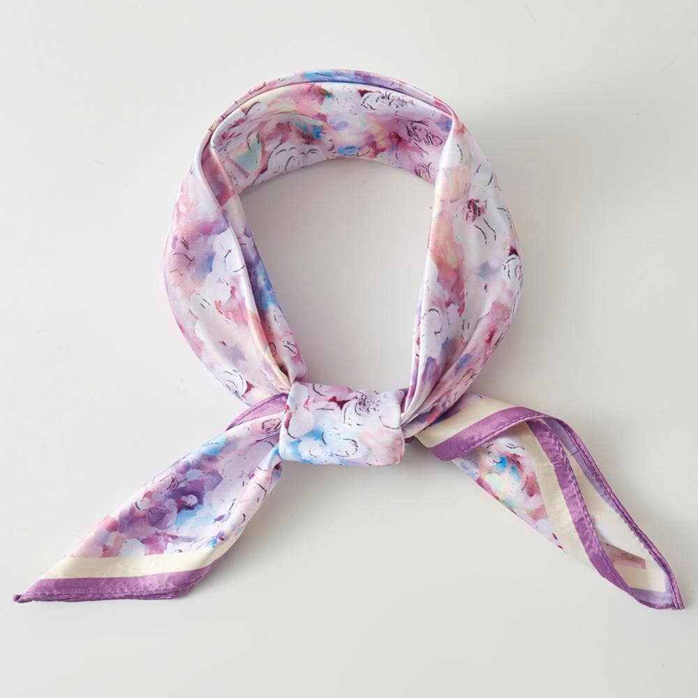 Floral Print Silky Bandana Scarf