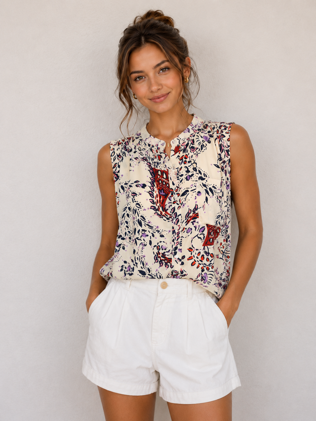Willow Paisley Pleat Blouse
