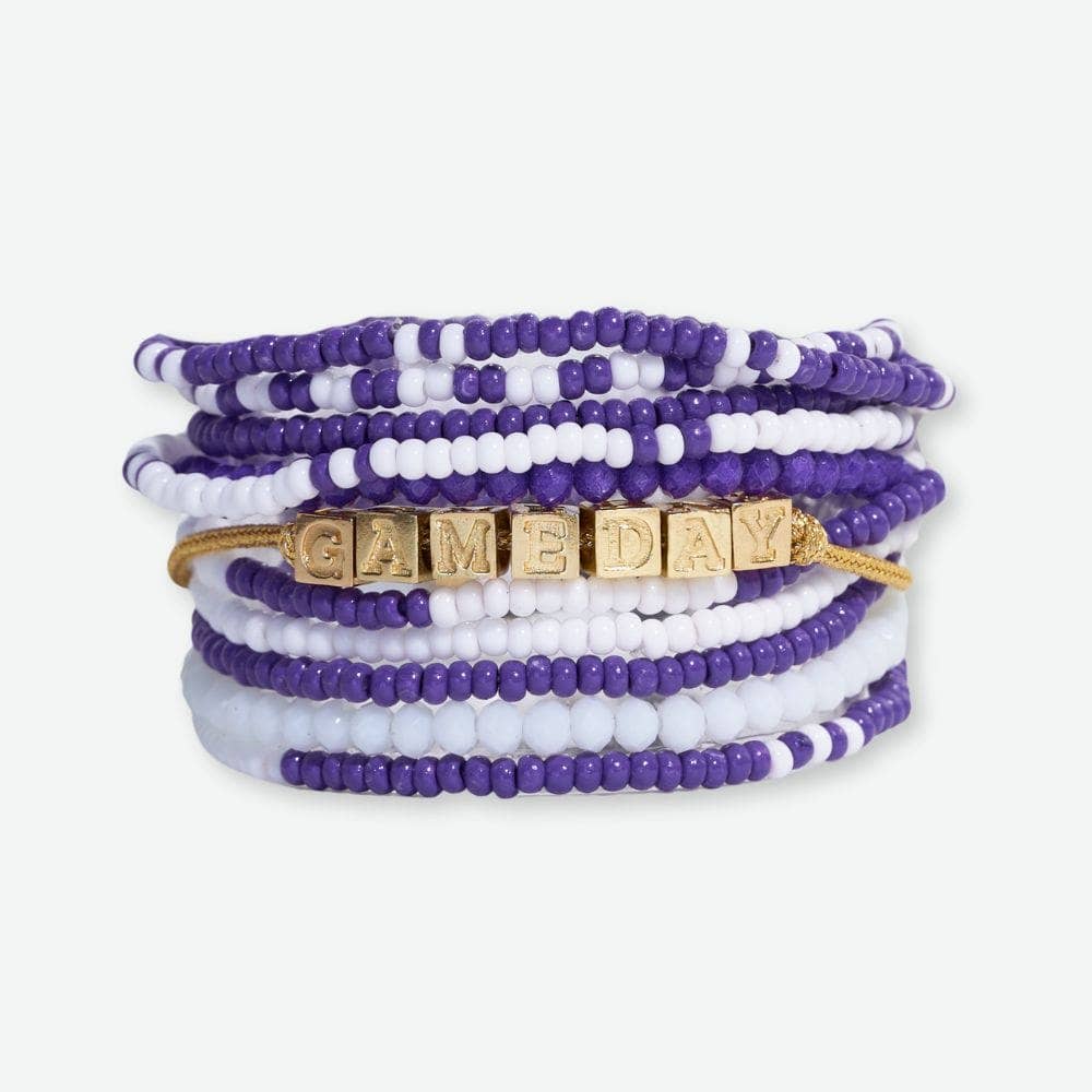 Bracelet Stack Game Day Purple + White Wholesale