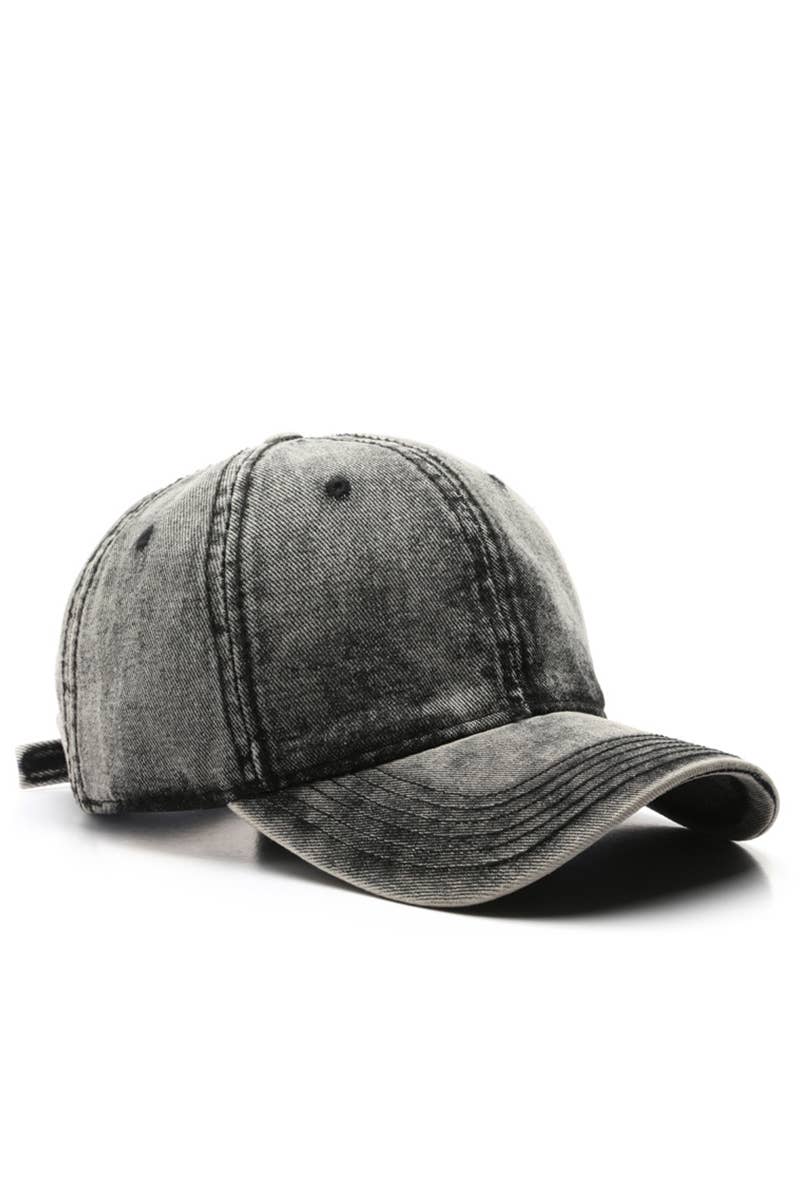 Washed Denim Solid Baseball Cap